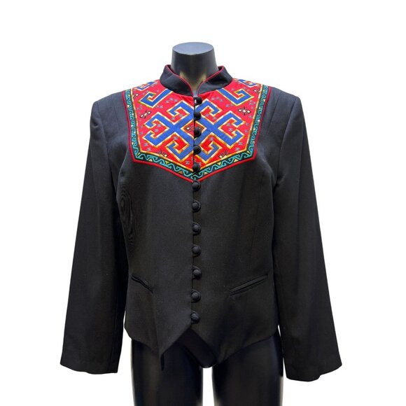 Hairston Roberson Rodeo Jacket Black Embroidered Front Button Size 12 - Picture 1 of 8